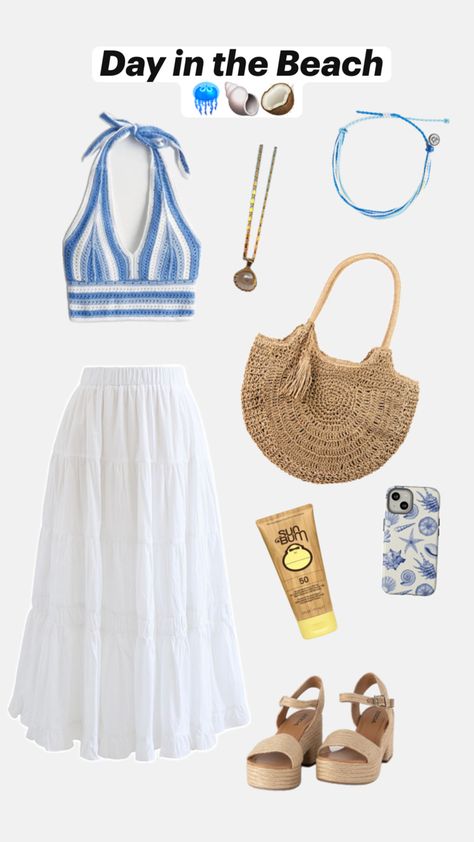 Made by: Riley Staerkel ❤️ Costal Grandaughter Aesthetic Outfit, Beach Bohemian Outfits, Outfit Ideas For Florida Vacation, European Summer Outfits Casual, Beach Core Outfits, Cruise Aesthetic Outfits, Italy Outfits Aesthetic, H2o Clothes, Bahamas Fits