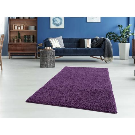 Latitude Run® Borroto Purple Area Rug & Reviews | Wayfair Purple Shag Rug, Bar Setting, Purple Area Rug, Solid Color Rug, Purple Area Rugs, Tile Flooring, Plush Rug, Shag Area Rug, 8x10 Rugs