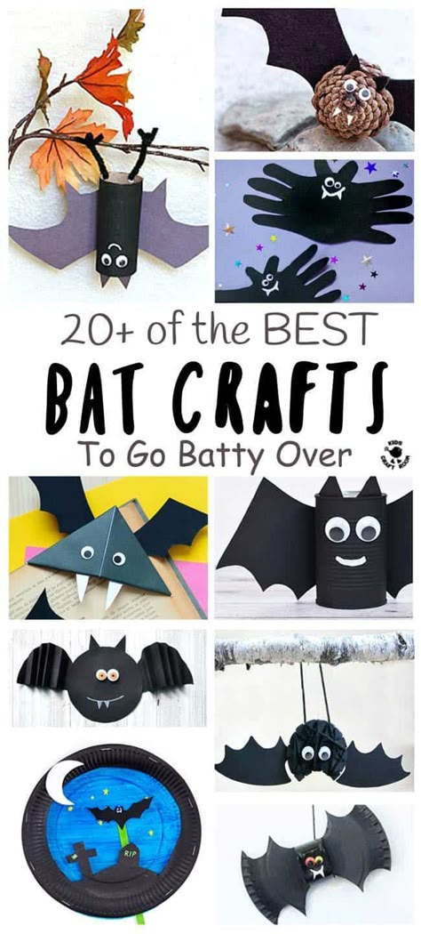 BEST BAT CRAFTS FOR KIDS - Here are 20+ Bat Crafts to go batty over! Fantastic Halloween crafts for kids.  #bats #batcrafts #halloween #halloweencrafts #kidscrafts #nocturnalcrafts #nocturnalanimals #animalcrafts #craftsforkids #kidsactivities #activitiesforkids #kidscraftroom  #creativekids #halloween #batcraftideas #kidscraftideas  via @KidsCraftRoom Bat Crafts For Kids, Bat Crafts, Bat Craft, Kids Craft Room, October Crafts, Fun Halloween Crafts, Halloween Preschool, Cute Bat, Forever Friends