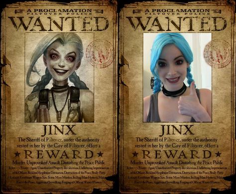 Jinx wanted. I just discoved the new LoL character, Jinx. I love her crazy look.  Can't wait to play with this character. x3  edit: Guys, I don't know yet, that I will cosplay her or not. This pic is just for fun.  I loved the character in the review videos, otherwise, she is not really my body type. We will see... ^^ Jhin League Of Legends, League Legends, Get Jinx, League Of Legends Game, Wanted Poster, Jinx League Of Legends, League Of Legends Characters, Wallpaper Tumblr, Lol League Of Legends