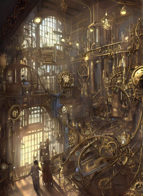 Inside A Clock Tower, Clock Tower Aesthetic, Steampunk Clock Tower, Clock Punk, Steampunk Tower, Steam Punk Aesthetic, Steampunk Wallpaper, Drawing Random, Steampunk Elements