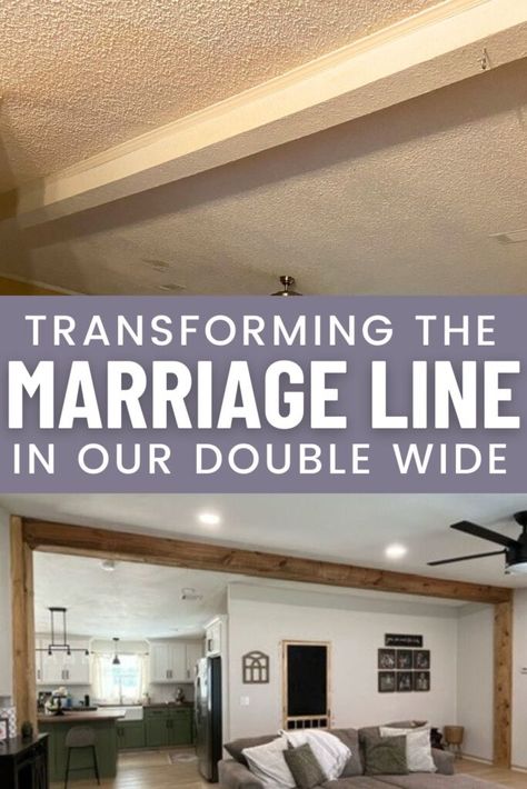 Before & After – Covering Marriage Line in Double Wide Doublewide Remodel Interiors, Mobile Home Renovations Double Wide, Double Wide Renovation, Double Wide Interior, Mobile Home Remodel Doublewide, Double Wide Remodel Exterior, Remodeled Double Wide Mobile Homes, Modular Makeover, Make A Mobile Home Look Like A House