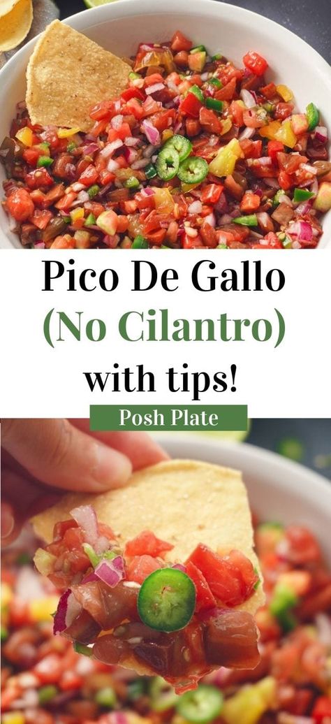 Pico De Galo Without Cilantro, Salsa Recipe No Cilantro, Healthy Dip Recipes, Homemade Pico, Fresh Salsa Recipe, Salsa Recipes, Healthy Dips, Mexican Foods, Fresh Salsa