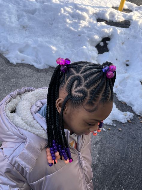 Braids, beads & heart 🫶🏽 Heart Braids For Kids Black, Cornrows For Girls, Kid Styles, Kids' Braids, Cornrows Braids, Braid Styles, Wig Hairstyles, Black Hair, Braided Hairstyles