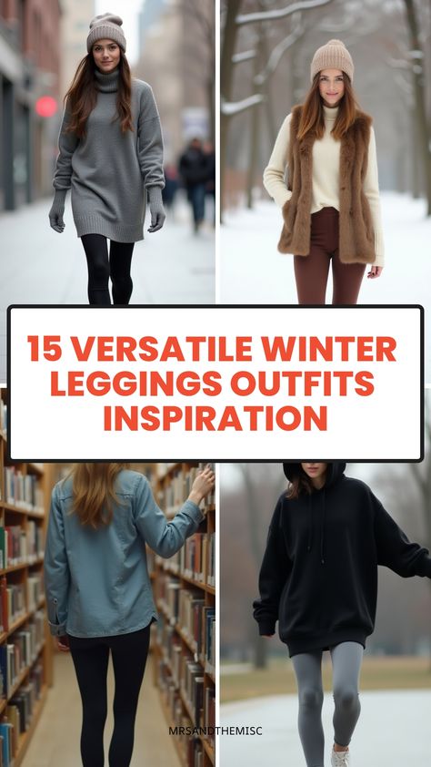 15 Versatile Winter Leggings Outfits Inspiration Womens Leggings Outfits Winter, Leggins Winter Outfits, How To Wear Leggings In Winter, Styling Leggings Winter, Dresses With Leggings Winter, Leggings Under Dress Outfits, Burgundy Leggings Outfit Winter, Grey Leggings Outfit Winter, How To Style Leggings Winter