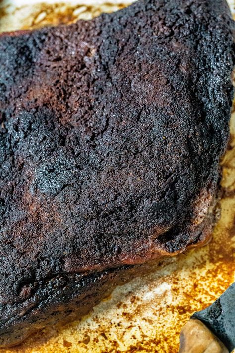 Texas Style Oven-Roasted Beef Brisket - My Kitchen Little Texas Oven Brisket Recipe, Oven Barbecued Beef Brisket, Oven Baked Bbq Beef Brisket, Bone In Brisket Recipe, Oven Beef Brisket Recipes Pioneer Woman, Beef Brisket Recipes Electric Roaster, Texas Beef Brisket, Bbq Beef Brisket Recipes Oven, Brisket In A Roaster Oven