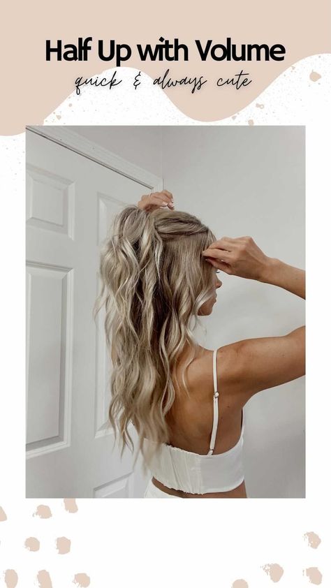 Volumous Half Up Half Down, Half Up Hairstyles Volume, Half Up Hair With Volume, Volumized Half Up Half Down, Half Up Hair Volume, Half Us Half Down Hair, Half Up Hair Videos, Half Up Volume Hair, Half Up Half Down Hair Volume