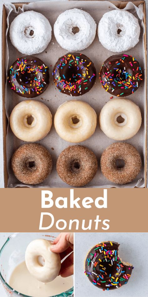 Without a doubt, this baked donut recipe is our absolute favorite! Easily whip up these homemade donuts with a variety of glaze choices. This recipe has been tested and proven, and it even includes an outstanding gluten-free donut option. Cake Donut Recipe Baked, Gluten Free Donut Recipe, Homemade Baked Donuts, Baked Donut Recipe, Mini Donut Recipes, Doughnut Recipe Easy, Cake Donuts Recipe, Baked Donut, Easy Donut Recipe