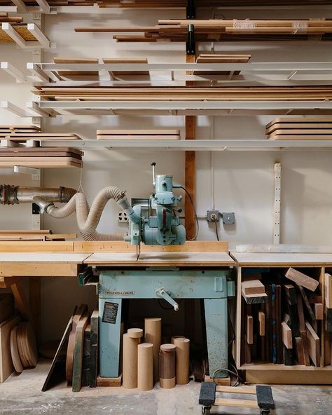 Wood Shop Aesthetic, Wood Studio Workshop, Wood Working Shop Layout Home Workshop, Wood Workshop Aesthetic, Shipping Container Woodshop, Tools Photography, Furniture Workshop, Woodsmith Plans, Creative Studio Space