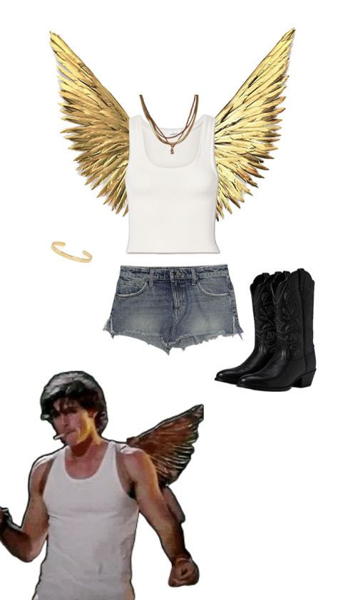 Sultburn jacob elordi gold wings costume Jacob Elordi, Party Fits, Wings Costume, Halloween Costumes, Halloween, Gold