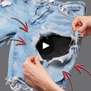 Good sewing trick to fix a hole in jeans invisibly! | Good sewing trick to fix a hole in jeans invisibly! | By Miarti - WiederverwendungFacebook How To Fix Hole In Knee Of Pants, Fix Hole In Jeans, Hole In Jeans, Holey Jeans, Couture Invisible, Patch Hole, Jeans Diy, Sewing Projects, Repair