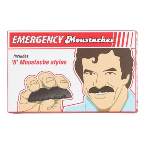 Emergency Moustaches | World Market Funny White Elephant Gifts, Moustache Style, Unique Stocking Stuffers, Cost Plus World Market, Moustaches, Fantasias Halloween, White Elephant, World Market, Christmas Morning