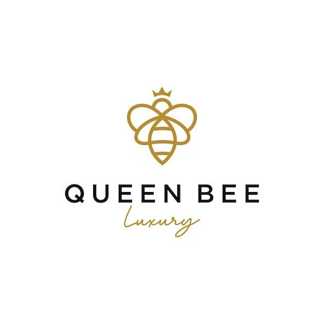 Vector queen bee logo with crown linear ... | Premium Vector #Freepik #vector #bee-logo #queen-bee #bee #honeybee Queen Bee Logo Design, Bee Graphic Design, Bee Branding, Queen Bee Logo, Logo With Crown, Bee Logo, Bee Bee, Logos Ideas, Logo Idea