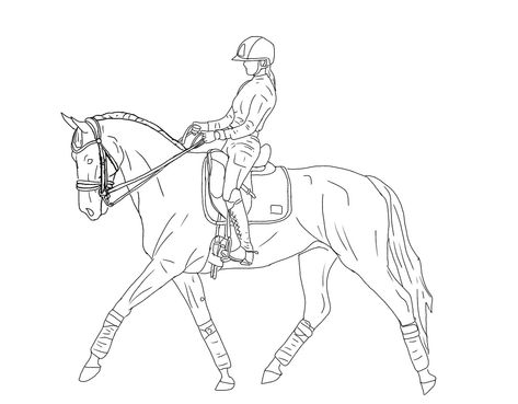 Horse Jumping Coloring Pages, Horse Coloring Pages Free Printable Realistic, Horse Coloring Pages Realistic, Horse Riding Sketch, Horse With Rider Drawing, Horse And Rider Drawing, Drawing Ideas Horse, Horse Jumping Drawing, Horse Riding Drawing