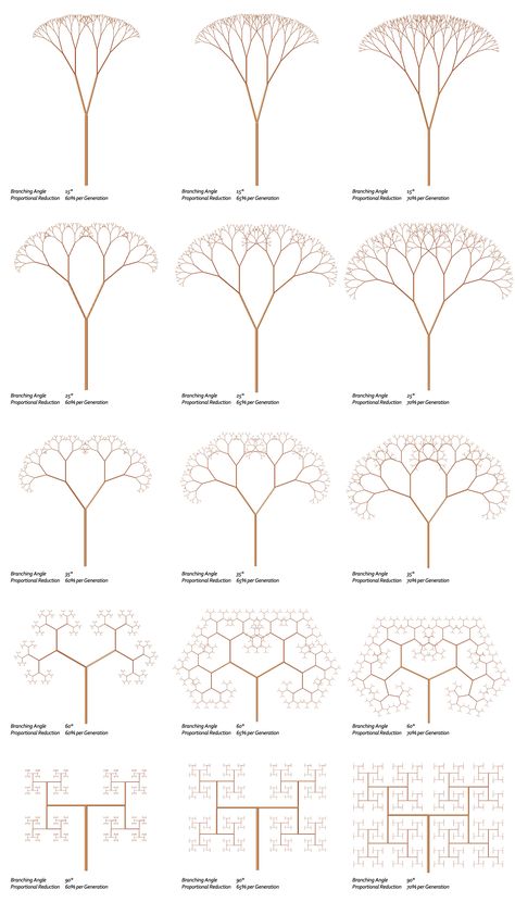 Fractal Trees – Basic L-System- Example 9.4 – Generative Landscapes Tree Architecture, Fractal Tree, Tree Structure, Geometry In Nature, Sacred Geometry Patterns, Fractal Geometry, Sacred Geometry Symbols, Sacred Geometry Art, Geometry Pattern