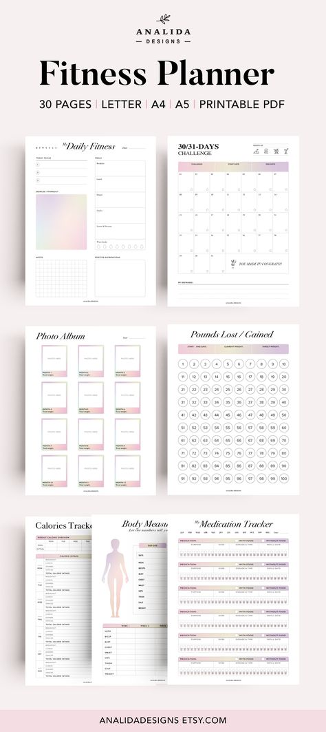 ♥ NEW HOLOGRAPHIC-THEMED FITNESS PLANNER - This functional and minimalist Fitness Planner bundle is great for improving your overall health. Make your goals a reality by tracking your progress, step by step. With these essential fitness planners, you will easily set your goals, meals, and workout. Record and plan your fitness journey with these beautiful templates Fitness Journal Tracker, Workout And Meal Planner, Exercise Planner Printable Free, Diet Planner Template, Excersise Planner Free Printable, Fitness Book Cover Design, Workout Planner Template Aesthetic, Gym Planner Template, Health Journal Ideas Fitness Planner