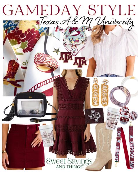 Texas A&M Gameday fashion and accessories. Football season is my favorite season! Click to view! Aggies Game Day Outfit, Game Day Outfit Texas A&m, Aggie Football Game Outfit, Aggie Game Day Outfit, Texas A&m Game Day Outfit, College Football Game Outfit, A&m Football, Football Watch Party, Gameday Fashion