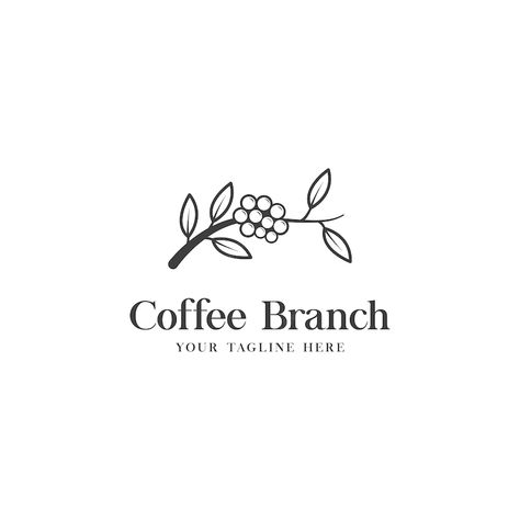 Coffee Plant Line Art, Coffee Leaf Illustration, Cafe Logo Aesthetic, Coffee Leaf Logo, Plant Logo Ideas, Coffee Bean Plant, Coffee Business Ideas, Fancy Cafe, Natural Cafe