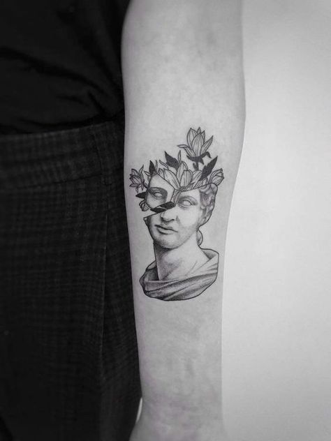 Sculpture Tattoo, Statue Tattoo, Greek Mythology Tattoos, Mythology Tattoos, Greek Tattoos, Modern Tattoos, Aesthetic Tattoo, A Unicorn, Piercing Tattoo