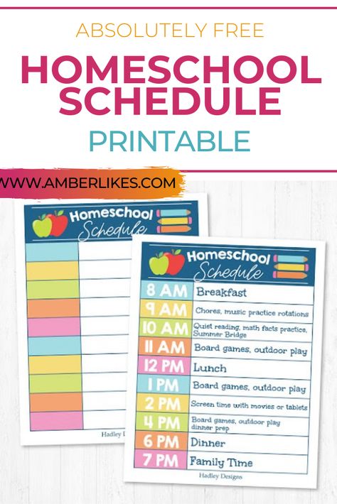 Get a FREE colorful and customizable homeschool schedule printable. Fits summer homeschooling or prepping for Fall. With tips and tricks from a veteran Mom. #homeschool #homeschooling #momlife #homeschoolmom Grade One Homeschool Schedule, Homeschooling Daily Schedule, Homeschool Templates Free Printables, Grade 1 Homeschool Schedule, Homeschooling Tips And Tricks, Printable School Schedule, Free Printable Homeschool Schedule, Free Schedule Printables, 1st Grade Homeschool Schedule Ideas