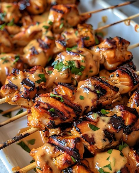 Air Fryer Skewers, Air Fryer Chicken Skewers, Pioneer Woman Recipes Chicken, Spicy Chicken Skewers, Bang Bang Chicken Skewers, Sweet Spicy Sauce, Lobster Cream Sauce, Bang Bang Chicken, Chicken Skewer Recipe