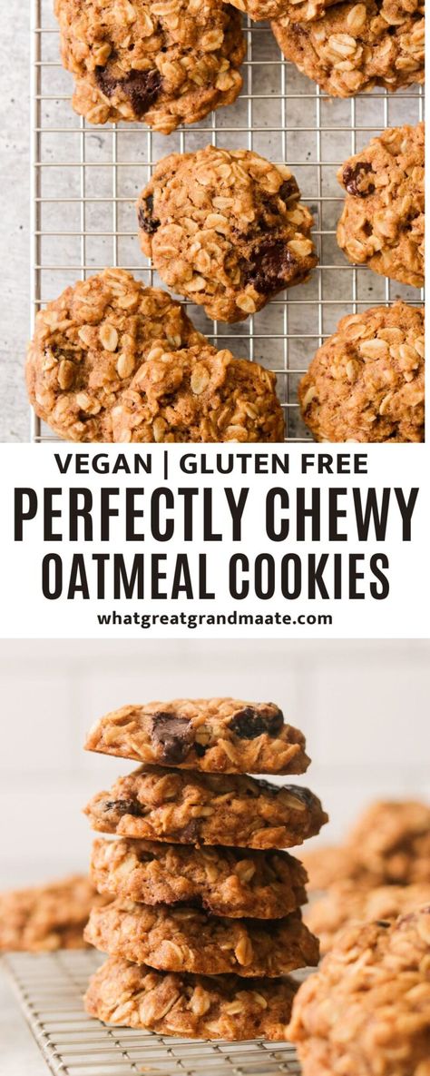 Healthy Dairy Free Cookies, Gluten Free Vegan Cookies, Sugar Free Oatmeal Cookies, Vegan Oatmeal Raisin Cookies, Vegan Bakes, Sugar Free Oatmeal, Nut Free Cookies, Oatmeal No Bake Cookies, Vegan Oatmeal Cookies