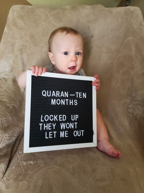 10 months old. Monthly picture. Letterboard ideas. Quarantine. 3 Month Old Baby Pictures, Milestone Ideas, Cherry Photo, Letterboard Ideas, 8 Month Baby, Baby Captions, Caption Instagram, Month Ideas, Baby Milestones Pictures