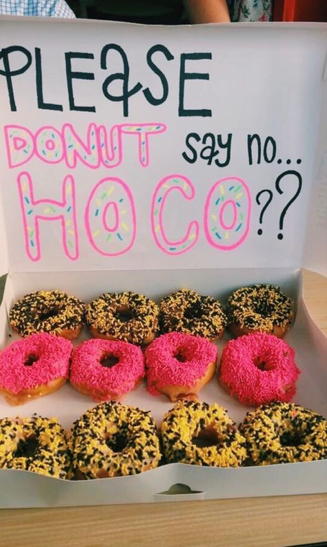 Donut Homecoming Proposal, Donut Hoco Proposals Ideas, Donut Dance Proposal, Fast Food Hoco Proposal, Hoco Proposals Ideas Candy, Donut Hoco Proposal, Dr Pepper Homecoming Proposal, Pink Hoco Proposal, Candy Hoco Proposals Ideas