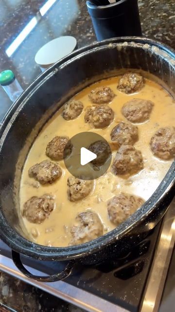 DJ Thoma on Instagram: "RECIPES BELOW ⬇️

Meatballs:
3 lbs ground beef (80/20 is best)
2 eggs
1/2 cup breadcrumbs
1/2 yellow onion, finely chopped
3 tbsp Italian blend seasoning (parsley, oregano, basil, thyme, rosemary, sage)
2 tsp garlic powder
2 tsp salt
1 tsp ground black pepper 

Mushroom Gravy:
4 10.5oz cans cream of mushroom soup
2 4oz cans of mushrooms
1/2 cup milk (more or less depending on desired consistency)

In a large roasting pan, pour in soup cans, mushroom cans and milk. Stir. Brown meatballs on medium heat in a separate pan, once browned, place meatballs into roasting pan with gravy mixture, gently mix, place in oven at 350 degrees for 60 minutes. Remove from oven, gently mix, keep covered until serving time.

Creamy Cucumbers:
10 medium sized cucumbers, thinly sliced
1/2 Meatballs With Cream Of Chicken Soup, Creamy Meatball Soup, Onion Soup Mix Recipe, Garlic Soup, Creamy Cucumbers, Meatball Soup, Mushroom Gravy, Mushroom Sauce, Onion Soup Mix