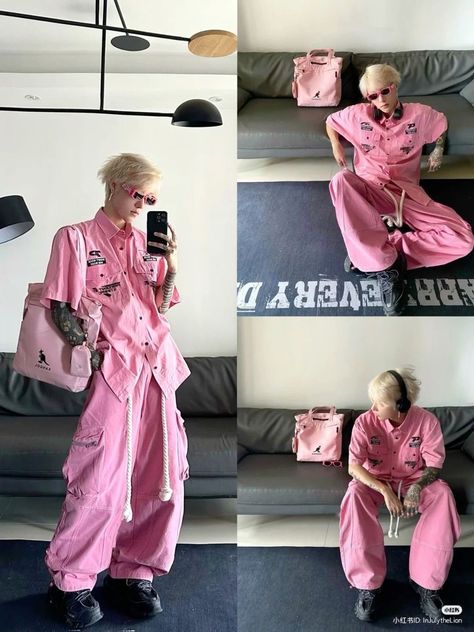 Pink Masculine Outfit, Gag City Outfits, Haircut Ideas Asian, Haircut Ideas Curly Hair, Aesthetic Boy Haircut, Haircut Ideas Aesthetic, Haircut Ideas Curly, Maximalist Outfits Men, Curly Hair Boy Haircut