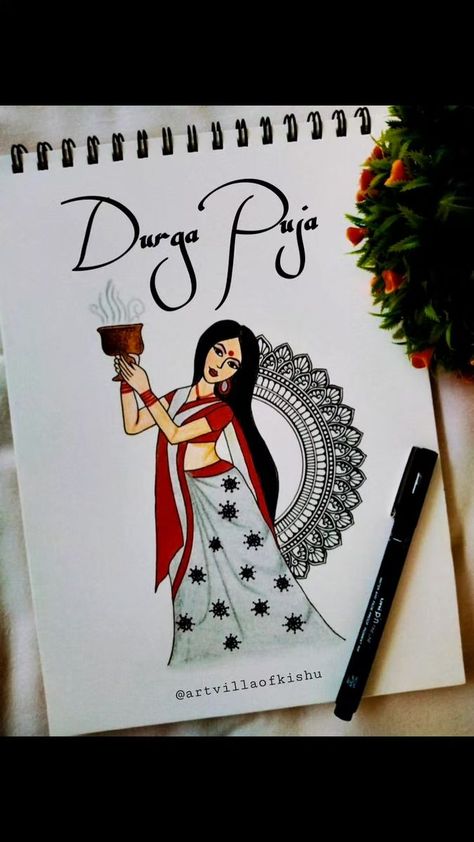 Dusshera Mandala Art, Dusshera Drawing Images, Navratri Sketch Drawing, Navratri Mandala Art Easy, Navratri Painting Ideas Easy, Navratri Drawing Ideas Easy, Devi Mandala Art, Navratri Drawing Sketch, Navratri Mandala Art