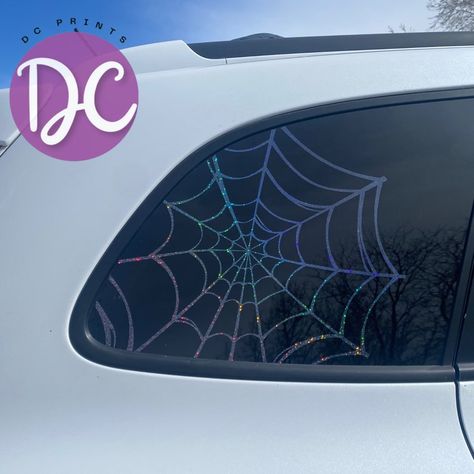 Spider Web Car Decal, Car Window Decal, Vinyl Decal Sticker, Rear Window Decal, Quarter Window Decal, Car Accessories, Car Decor - Etsy Full Window Decals Car, Car Chalk Window Ideas, Back Window Car Decal Ideas, Car Decal Ideas, Cube Car, Goth Car, Matte Black Cars, Rear Window Decals, Jeep Stickers