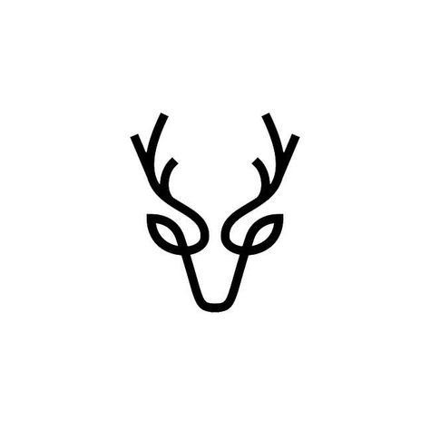 Simple Deer Tattoo, Deer Head Outline, Reindeer Tattoo, Swedish Tattoo, Elk Tattoo, Antler Tattoo, Bohemian Scandinavian, Drawing Room Decor, Minimalist Bohemian