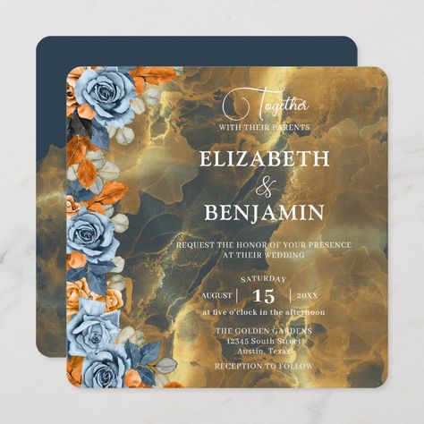 Navy And Rust Wedding, Rust Wedding Invitation, Zazzle Wedding Invitations, Rust Wedding, Golden Garden, Zazzle Wedding, Rustic Boho, Unique Wedding Invitations, Wedding Invitation Cards