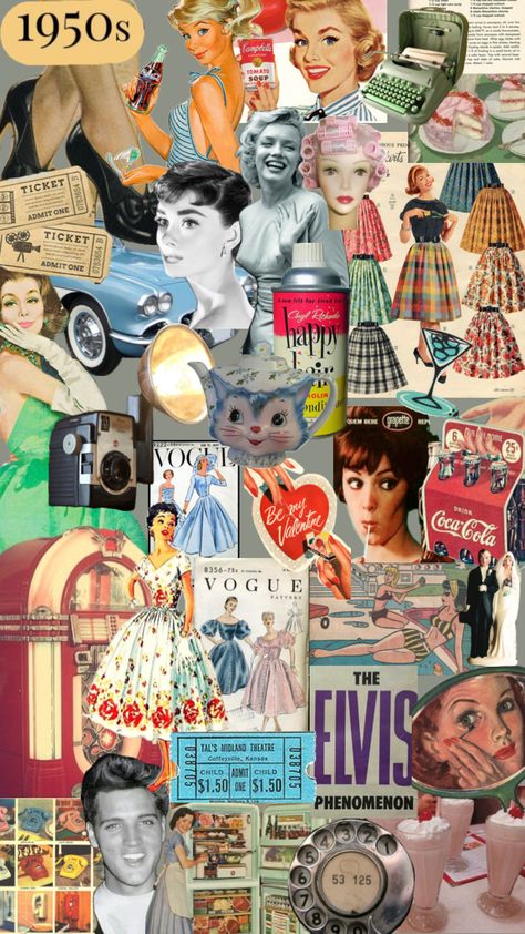 #1950saesthetic #milkshakes #poodleskirts #elvis 1950s Collage, 50s Vintage Aesthetic, Vintage 1950s Aesthetic, 1950 Aesthetic, 1950s Aesthetic, Inspo Collage, Decades Party, Poodle Skirts, 50s Aesthetic