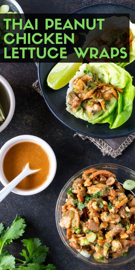 Peanut Chicken Lettuce Wraps Healthy, Tai Peanut Chicken Lettuce Wraps, Lettus Wraps Recipes, Thai Lettuce Wraps Chicken, Thai Peanut Lettuce Wraps, Peanut Chicken Wraps, Peanut Chicken Lettuce Wraps, Lettuce Wraps Chicken, Thai Lettuce Wraps