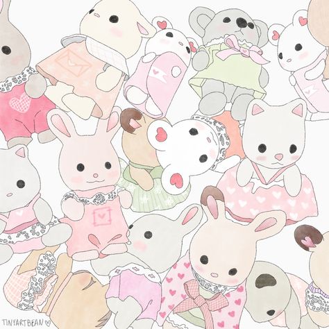 Calico Critters Families, Cute Poster, Sylvanian Families, Cute Little Drawings, Phone Themes, Cute Doodles, Pretty Art, Cute Icons, Wall Collage