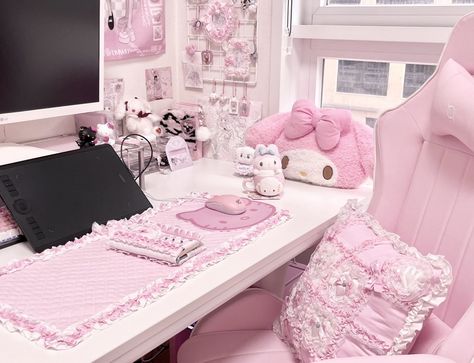 Kawaii Rooms, Kawaii Room Ideas, Kawaii Bedroom, Hello Kitty Rooms, Charmmy Kitty, Jirai Kei, Princess Room, Girly Room, Pink Chair