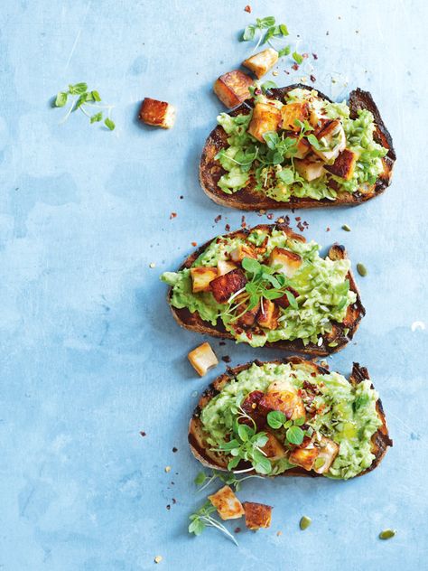 Smashed Avocado With Crispy Haloumi Chilli And Pepitas | Donna Hay Ultimate Breakfast, Donna Hay, Lazy Weekend, Vegetarian Sandwich, Smashed Avocado, Quinoa Salad Recipes, Quick And Easy Dinner, Breakfast Toast, Pub Food