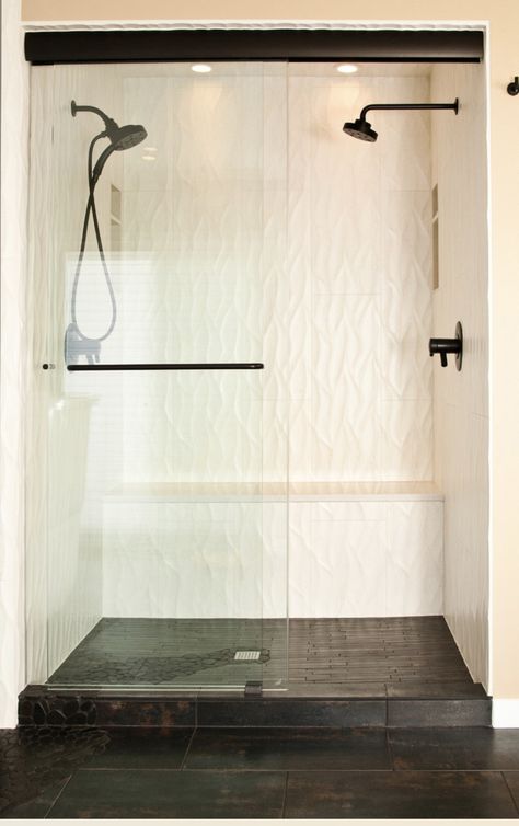 Double Shower Head Master Baths, Double Shower Heads, Interior Design Showroom, Porter Davis, Master Bath Shower, Bathroom Addition, New House Bathroom, Design Showroom, Double Shower