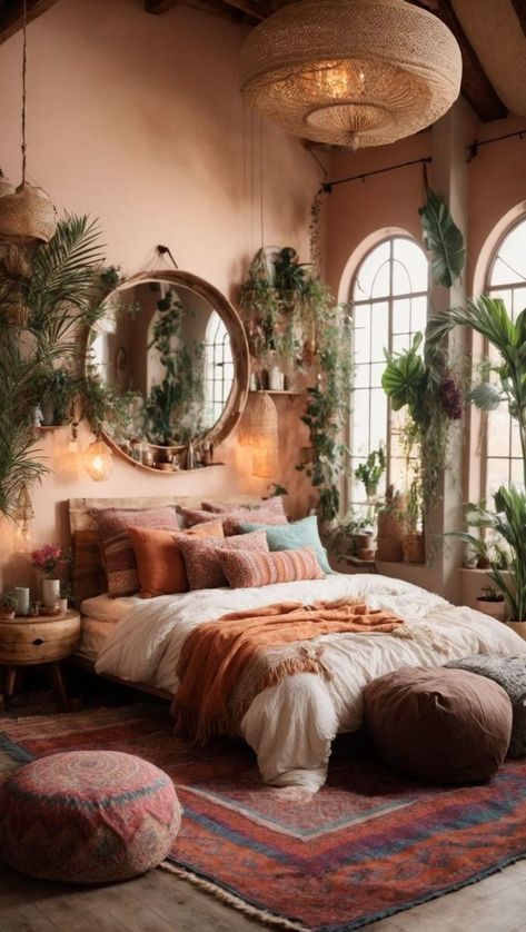 Bohemian Bedroom Design, Bohemian Living Room Decor, Moroccan Bedroom, Romantic Bedroom Decor, Earthy Bedroom, Bohemian Style Interior, Bedroom Decor For Couples, Boho Chic Bedroom, Architectural Services