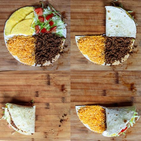 Homemade Crunch Wrap Supreme, Crunchwraps At Home, Easy Crunch Wrap Supreme, At Home Crunch Wrap Supreme, Vegan Crunch Wrap, Taco Wrap Crunch, Taco Crunchwrap, Diy Crunch Wrap, At Home Crunch Wrap