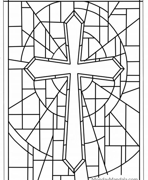 Notre Dame Stained Glass Windows, Stained Glass Art Cross, Stained Glass Window Coloring Pages, Stained Glass Coloring Pages Simple, Free Printable Stained Glass Patterns, Cross Coloring Pages Free Printables, Stained Glass Templates Free Printable, Stained Glass Cross Pattern, Cross Stained Glass Patterns