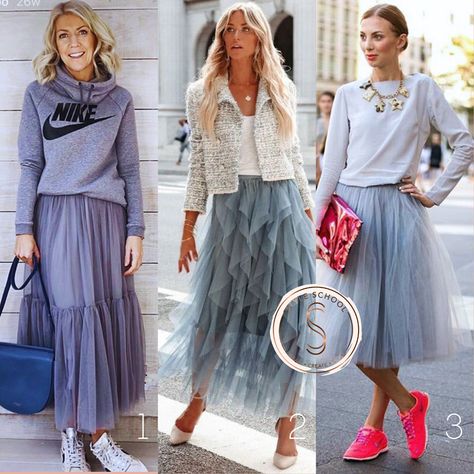 #windowshopping Grey Tulle Skirt Outfits - Which one is your favourite: 1, 2 or 3? 🩶🩶🩶 #stylemama #stylecoaching #styleideasdaily #styleinspo #styleinspiration #styleinspire #style #falloutfit #casualoutfitideas #workoutfit #workoutfitideas #workoutfitideasforwomen #stylecoach #stylecoaching #styleschool #styletraining #onlinetraining #colourtraining #imagecoach #letsglow #stylemanagement #styleideas Gray Tulle Skirt Outfit, Grey Tulle Skirt Outfit, Tule Skirt Outfit, Tulle Skirt Outfit Casual Street Style, Tulle Skirt Outfits, Tulle Skirt Outfits Casual, Tulle Skirt Outfit, Grey Tulle Skirt, Tulle Fashion