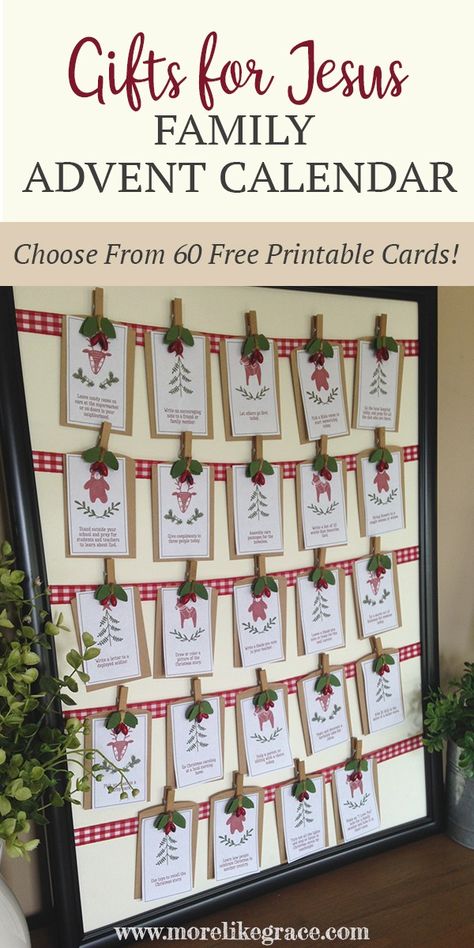 "Gifts for Jesus" Advent Calendar: Free Printable | More Like Grace Diy Easy Advent Calendar, Jesus Advent Calendar, Advent Calendar Free Printable, Advent Calendar Free, Advent Calendar Christian, Devotional Ideas, Calendar Free Printable, Advent Crafts, Advent Ideas