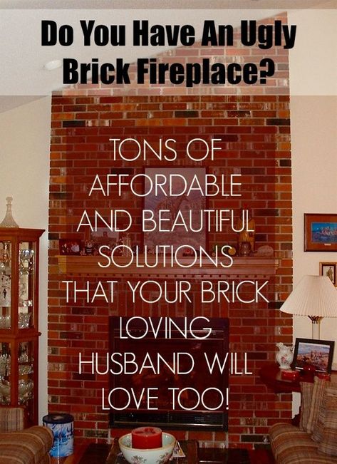 My Husband Loves Our Ugly Brick Fireplace - laurel home Red Brick Fireplace Mantle, Update Brick Fireplace, Brick Fireplace Mantles, Red Brick Fireplace, Brick Fireplace Decor, Brick Fireplace Wall, Red Brick Fireplaces, Fireplace Redo, Painted Brick Fireplace