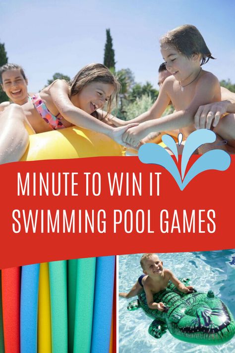 Pool Minute To Win It Games, Swim Team Games, Pool Relay Games, Swim Team Party Ideas, Pool Party Games For Teens, Pool Party Games For Adults, Pool Games For Teens, Pool Games Kids, Big Pool Party