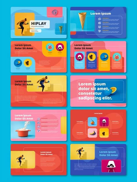 Playful PowerPoint Template. 20 professional slides. Fun Powerpoint Design, Google Slides Design Ideas, Playful Design Graphics, Slides Design Ideas, Slides Design Presentation, Slide Design Presentation, Slide Design Ideas, Playful Layout, Template Design Ideas