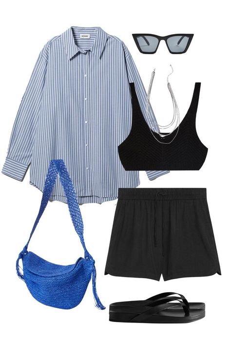 La Outfit Ideas, Thrift Bundle, Flatlay Fashion, Neutrals Fashion, Mode Dope, 2025 Style, Vacation Fits, Straw Crossbody Bag, Weather Clothes