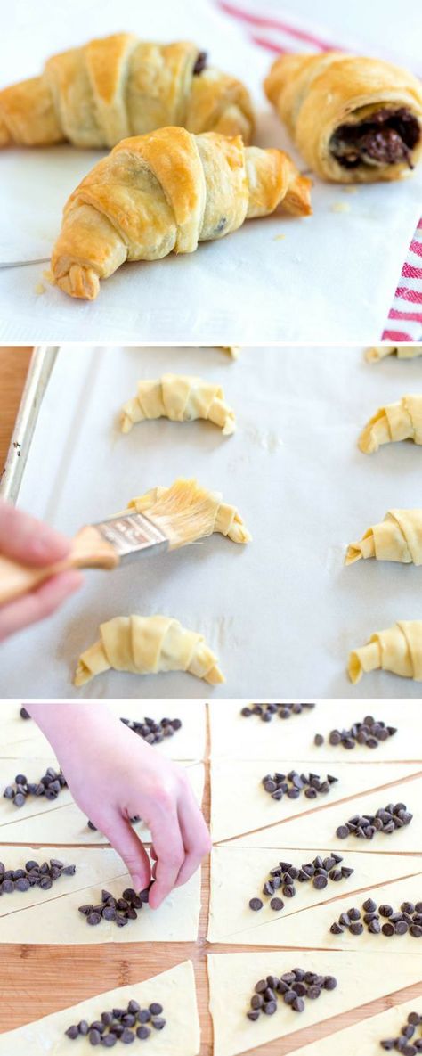 Thanks to store-bought puff pastry, you really can make flaky, homemade chocolate croissants without the extra time and fuss. Chocolate Croissant Recipe Easy, Dessert Croissant Recipe, Puff Pastry Croissant, Chocolate Croissant Recipe, Croissants Recipe, Puff Pastry Recipes Dessert, Chocolate Croissants, Pastries Recipes Dessert, Easter Food Appetizers